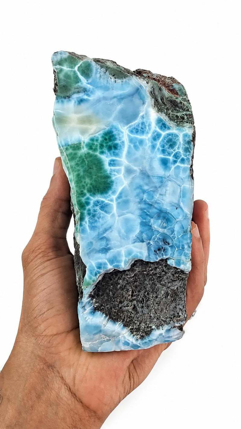 Massive Larimar Stone Slab – 3,278.9g AAA Grade Collector Museum Specimen