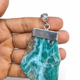 Larimar Slab Necklace - 925 Sterling Unisex Pendant