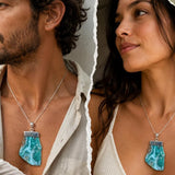 Larimar Slab Necklace - 925 Sterling Unisex Pendant