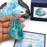 Larimar Slab Necklace - 925 Sterling Unisex Pendant