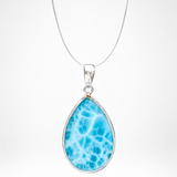 AAA Larimar Pendant, 925 Sterling Silver Blue Dominican Stone