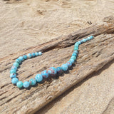 Larimar Bead Necklace with Red Matrix Inclusions – 925 Sterling Silver