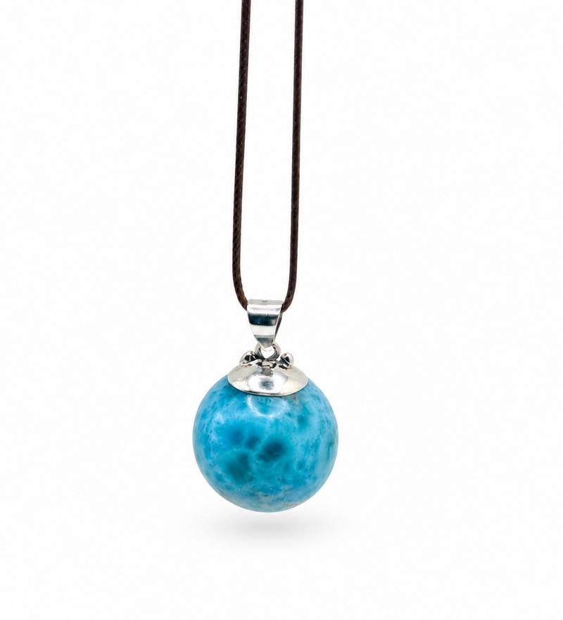 a round larimar bead pendant