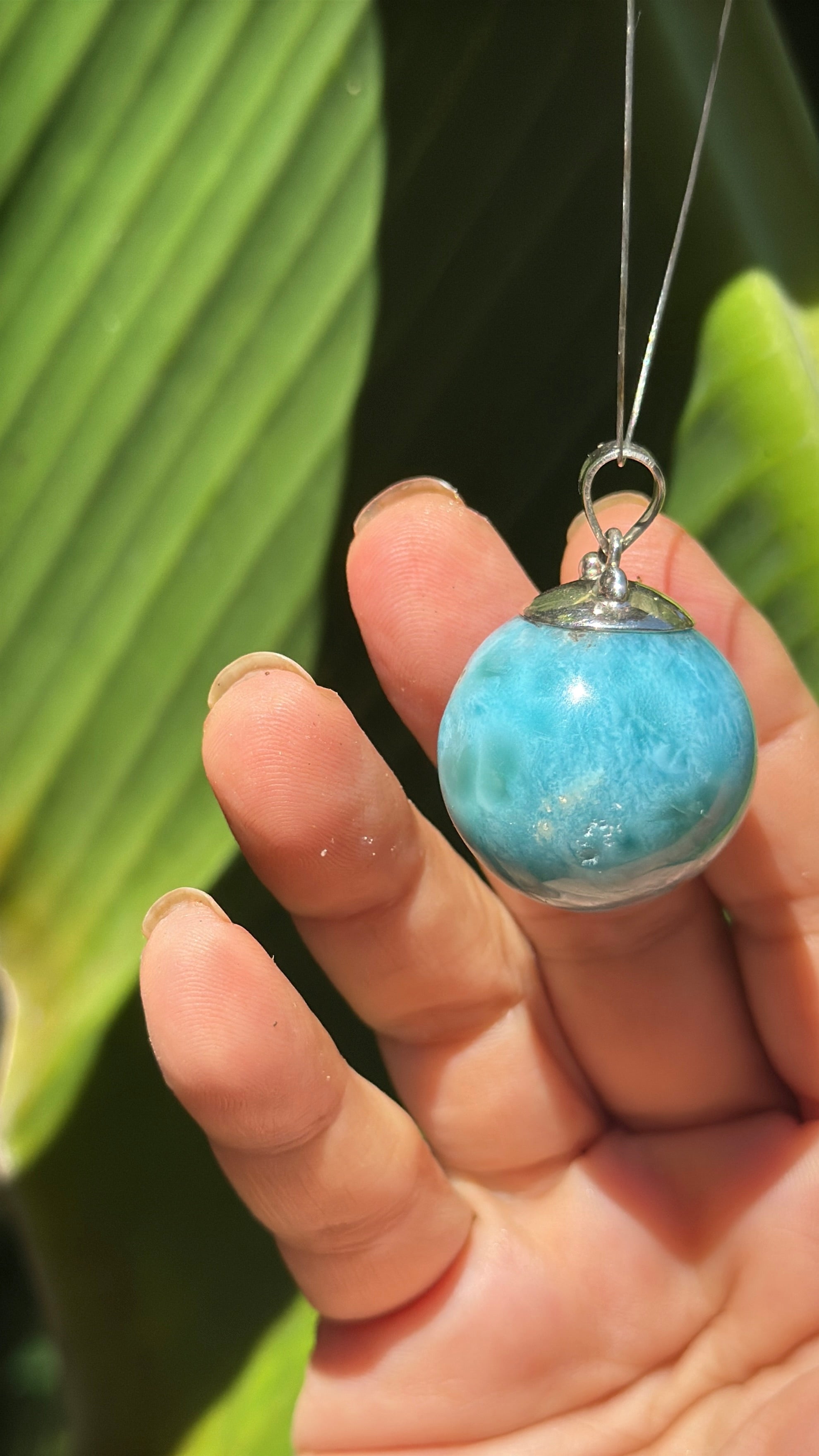 larimar round pendant
