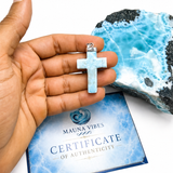 Cross Larimar Pendant- Genuine Dominican Stone Necklace for Men & Women