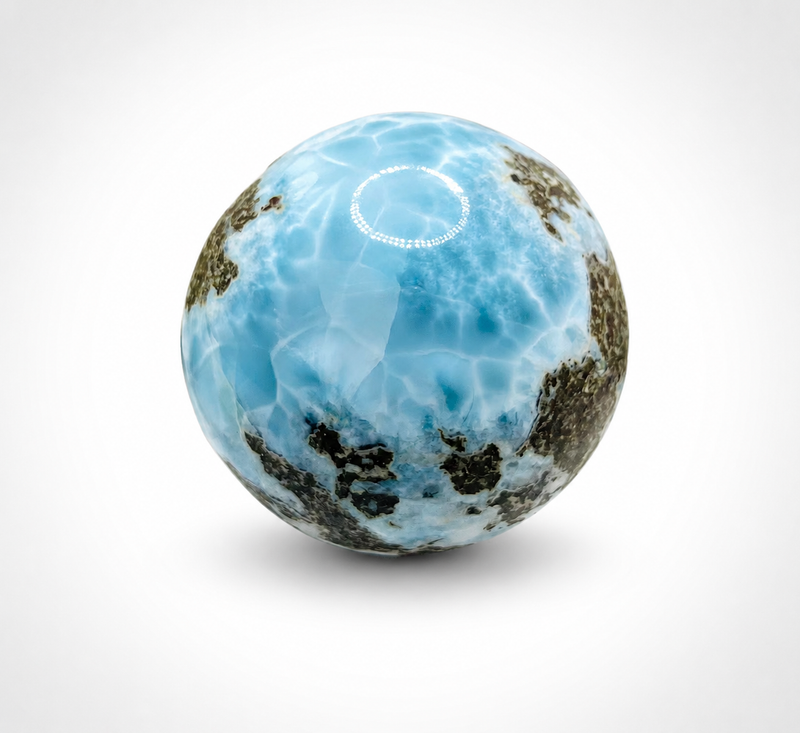 Larimar Sphere, 387g Dominican Stone Crystal Ball for Home Decor & Collectors
