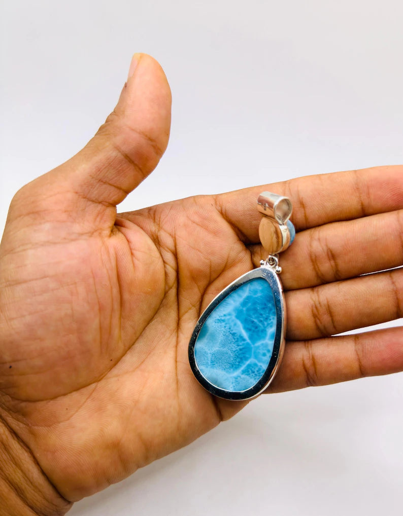 Backside of a Larimar pendant