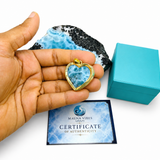 Larimar Gold Heart Pendant – 18k Gold Plated 925 Sterling Silver, Genuine Dominican Blue Stone