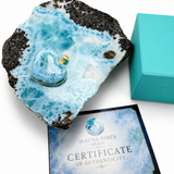 Larimar Gold Heart Pendant – 18k Gold Plated 925 Sterling Silver, Genuine Dominican Blue Stone
