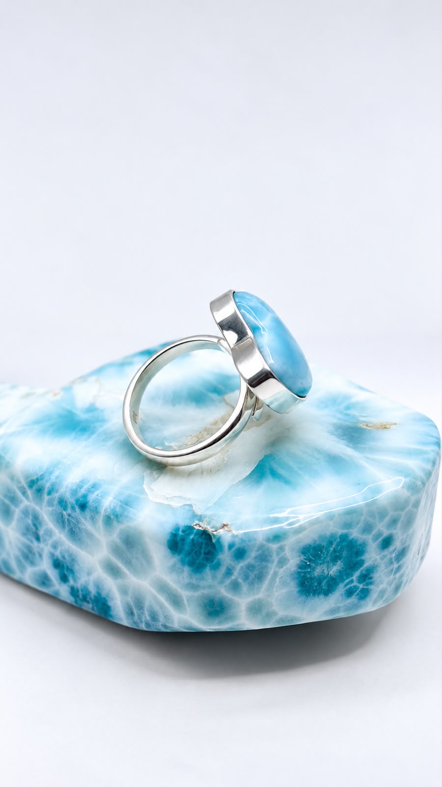 A sterling silver larimar  ring 