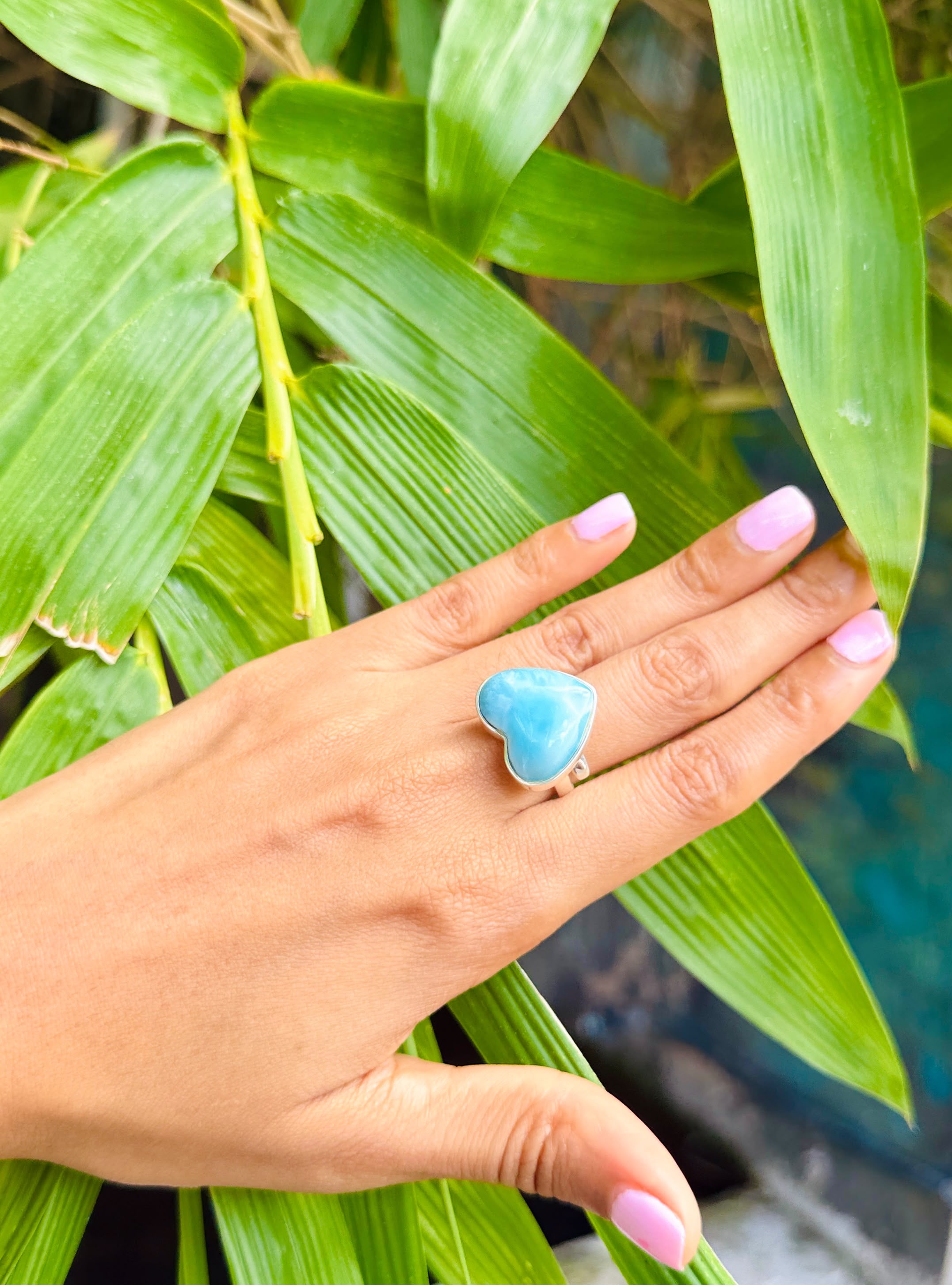 a larimar heart ring