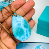 Larimar Stone Necklace – High-Grade AAA Natural Dominican Larimar | Azul Collection #1