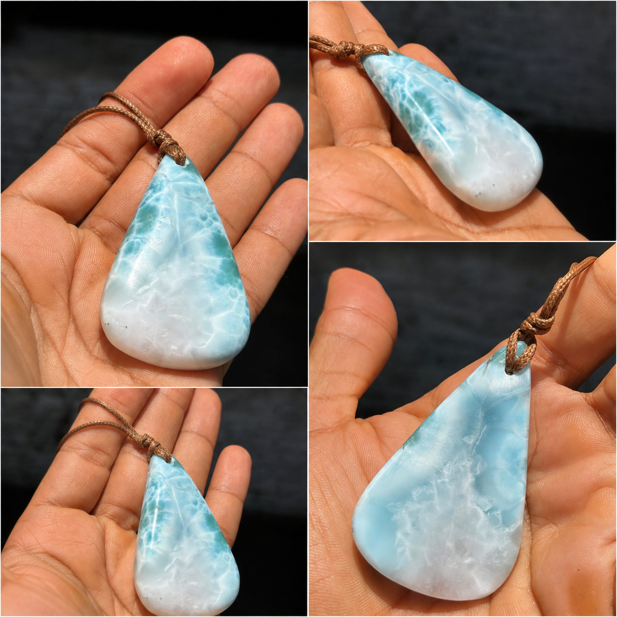 Larimar Stone Necklace, Blue Dominican Gemstone