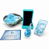 Larimar Ring – 925 Sterling Silver Adjustable - AAA Sky Blue Grade