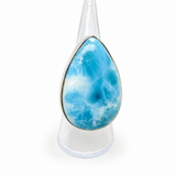 Larimar Ring – 925 Sterling Silver Adjustable - AAA Sky Blue Grade