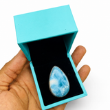 Larimar Ring – 925 Sterling Silver Adjustable - AAA Sky Blue Grade