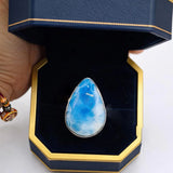 Larimar Ring – 925 Sterling Silver Adjustable | AAA Sky Blue Grade