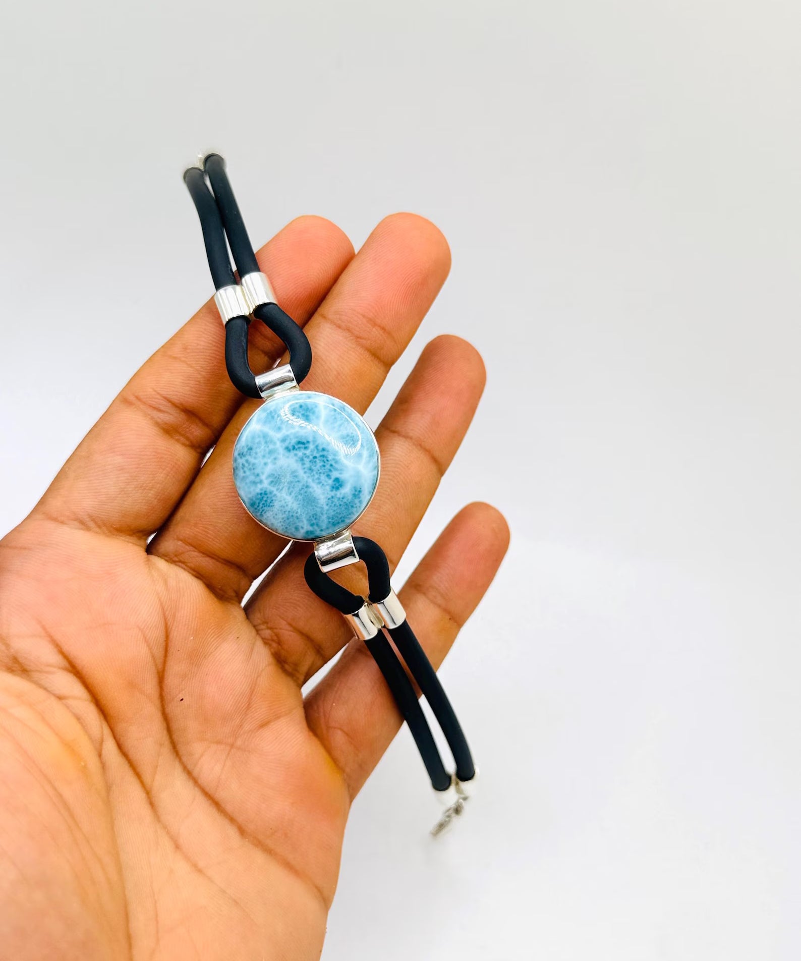 a larimar bracelet in 925 sterling silver