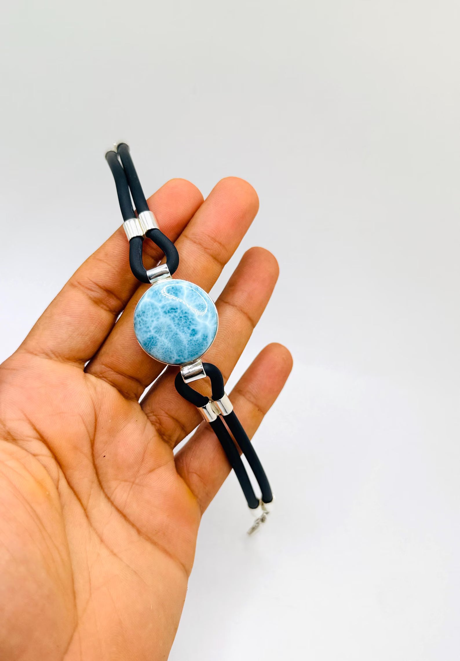a larimar bracelet in 925 sterling silver