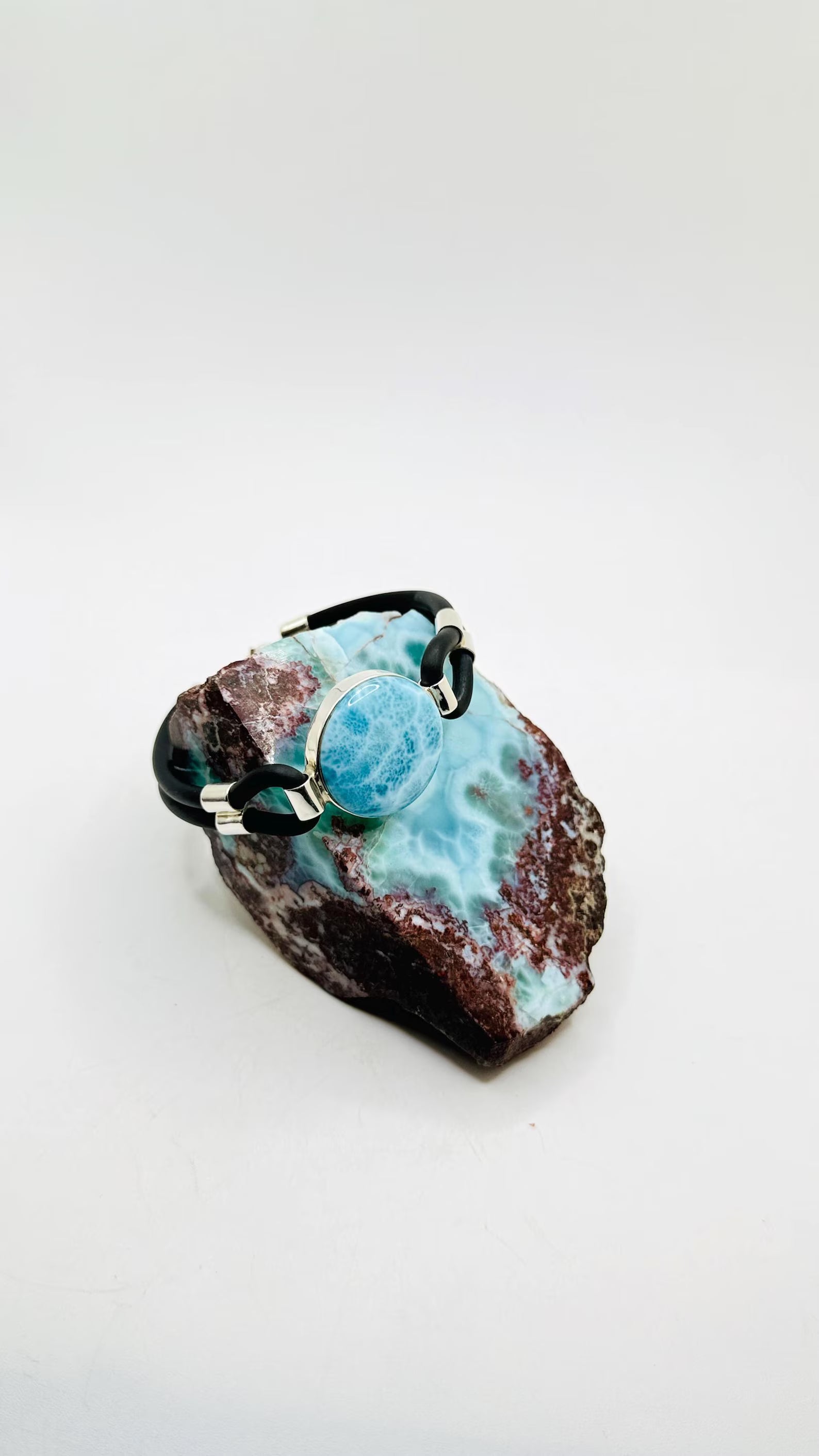 a larimar leather bracelet