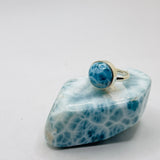 larimar round ring 925 sterling silver adjustable