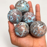 Rare Larimar Spheres with Iron Inclusions