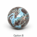 Rare Larimar Spheres with Iron Inclusions