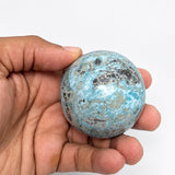Rare Larimar Spheres with Iron Inclusions
