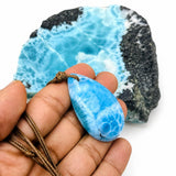 Larimar Teardrop Necklace , Ocean Blue Webbing Pattern for Men & Women