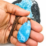 Larimar Teardrop Necklace , Ocean Blue Webbing Pattern for Men & Women