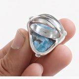 Rough Larimar Ring – 925 Sterling Silver Dominican Stone Jewelry