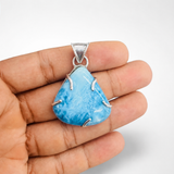 AAA Larimar Freeform Unisex Pendant – 925 Sterling Silver