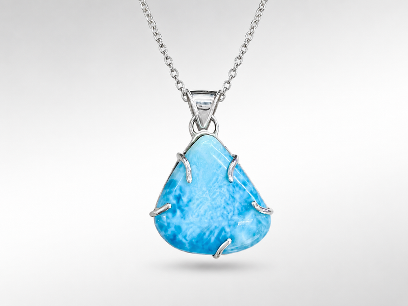 AAA Larimar Freeform Unisex Pendant – 925 Sterling Silver