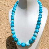 Larimar Bead Necklace in 925 Sterling Silver | 136g  AAA + Natural Dominican Larimar