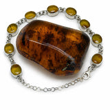 Larimar & Dominican Amber Bracelet in 925 Sterling Silver