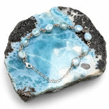 Larimar & Dominican Amber Bracelet in 925 Sterling Silver