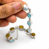 Larimar & Dominican Amber Bracelet in 925 Sterling Silver