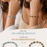Larimar & Dominican Amber Bracelet in 925 Sterling Silver