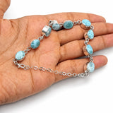 Larimar & Dominican Amber Bracelet in 925 Sterling Silver