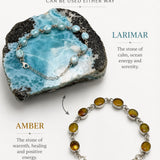 Larimar & Dominican Amber Bracelet in 925 Sterling Silver