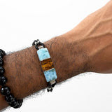 Larimar Amber Bracelet in 925 Sterling Silver