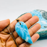 Larimar Angel Wing Necklace – AAA Dominican Larimar Unisex Jewelry On Adjustable Cord
