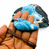 Larimar Angel Wing Necklace – AAA Dominican Larimar Unisex Jewelry On Adjustable Cord