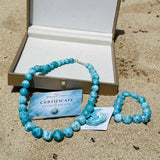 AAA Larimar Beaded Necklace – Genuine Dominican Larimar & 925 Sterling Silver