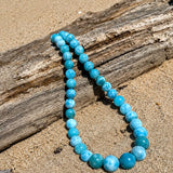 Larimar Bead Necklace in 925 Sterling Silver | 136g  AAA + Natural Dominican Larimar, Exclusive Blue Gemstone Jewlery
