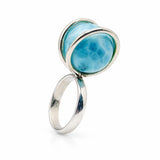 Larimar Spinner Ring – 925 Sterling Silver Sphere