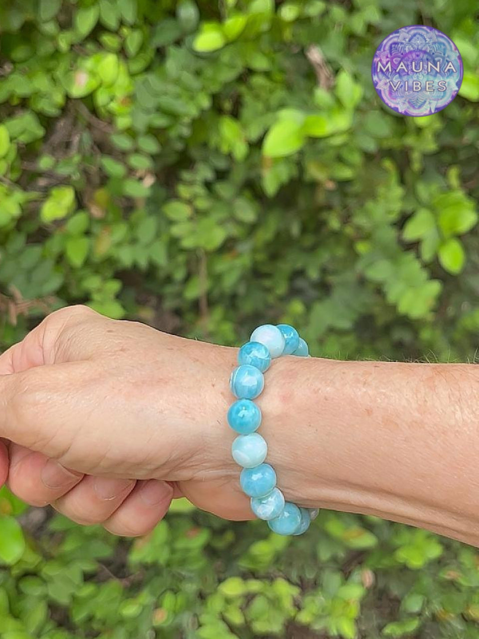 Genuine Larimar Bracelet – 8mm-9mm Beads from Dominican Republic