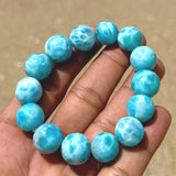 AAA Larimar Bracelet – Genuine Dominican Blue Stone, Unisex Stretch Bead Bracelet