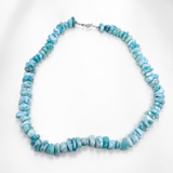 Larimar Chip Bead Necklace, Genuine Dominican Larimar, Unisex 925 Sterling Silver Jewelry