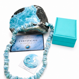 Larimar Chip Bead Necklace, Genuine Dominican Larimar, Unisex 925 Sterling Silver Jewelry